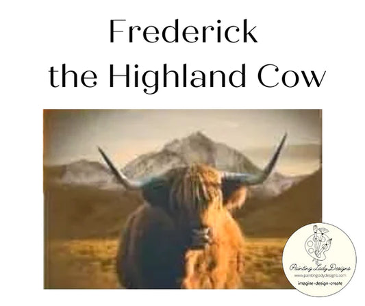 Painting Lady Designs : Frederick The Highland Cow Decoupage 24x36"