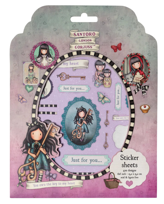 Santoro London Gorjuss Sticker Sheets You ARe the Key to My