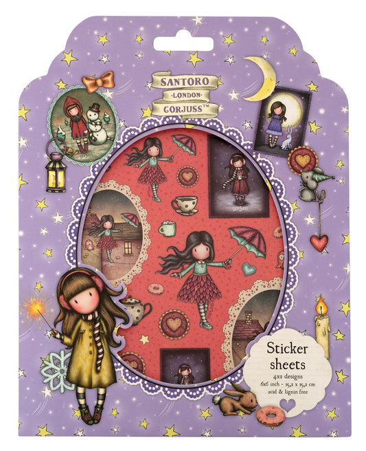 Santoro Sticker Sheets 4x2 Designs Gorjuss