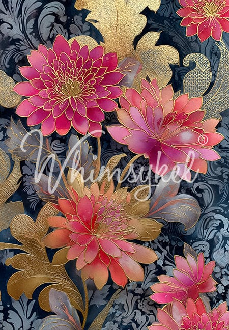 Whimsykel Designs : Decoupage Paper : Gilded Flowers 21x29"