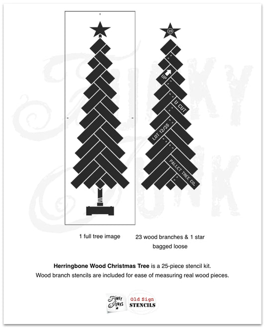Muddaritaville Studio - Herringbone Wood Christmas Tree Stencil