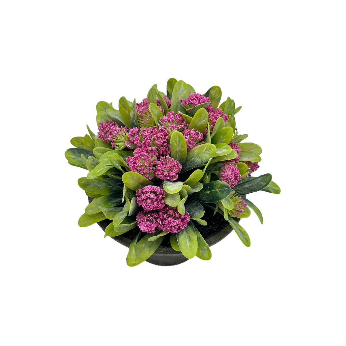 PINK FLOWERS IN GREY POT