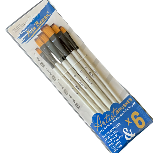 Xin Bowen Synthetic Paint Flat Brushes  6pcs