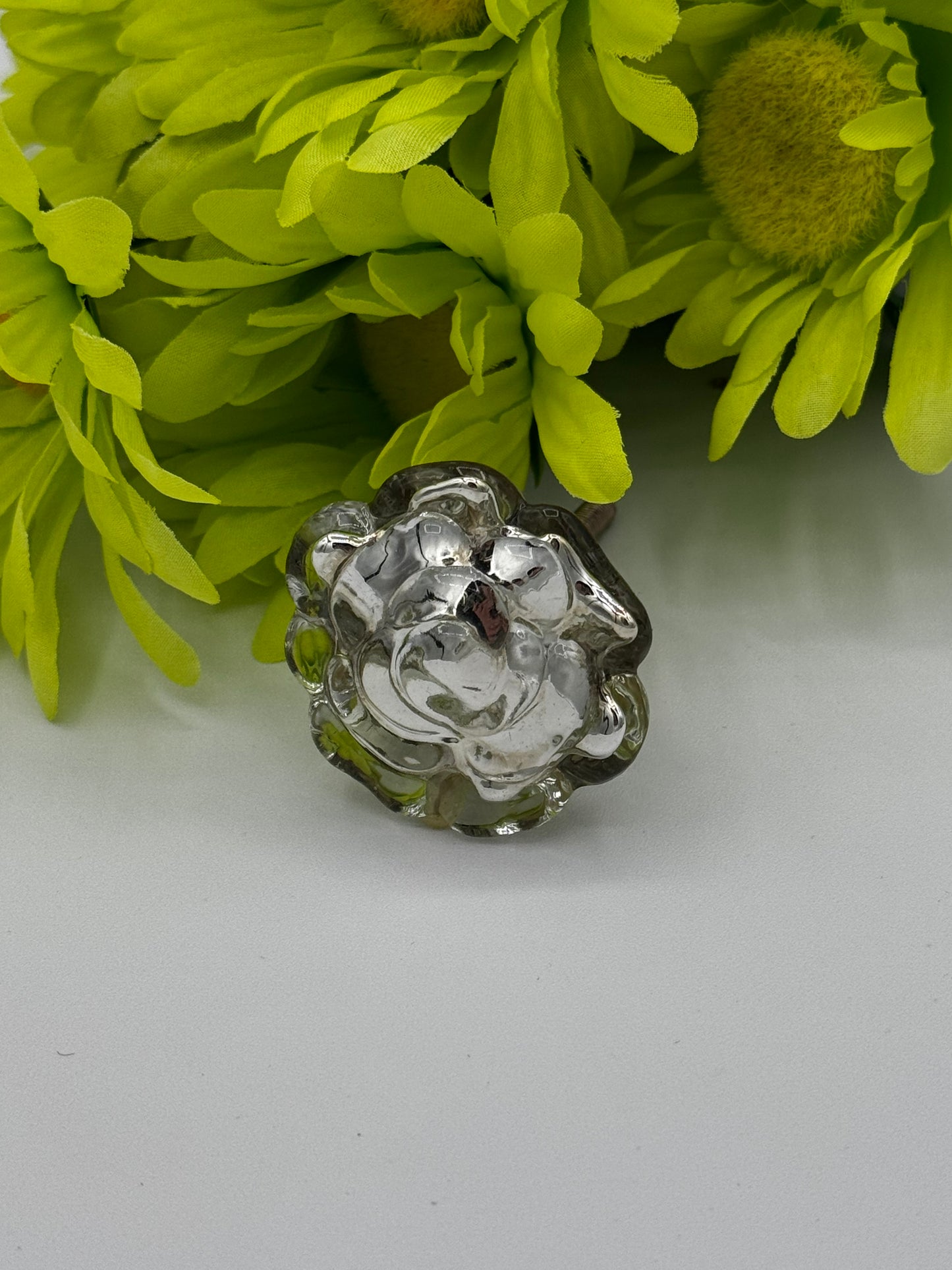 Winter Rose Glass Knob