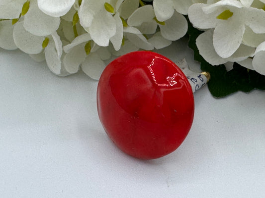 Glass Convex Red Knob