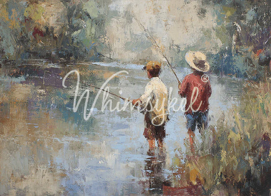 Whimsykel Designs : Decoupage Paper : Just Fishing ( 20x14 & 29x21")