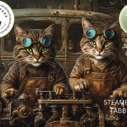 Posh Papers - Steampunk Tabbies 53x73 cm, 53x36 cm, A4