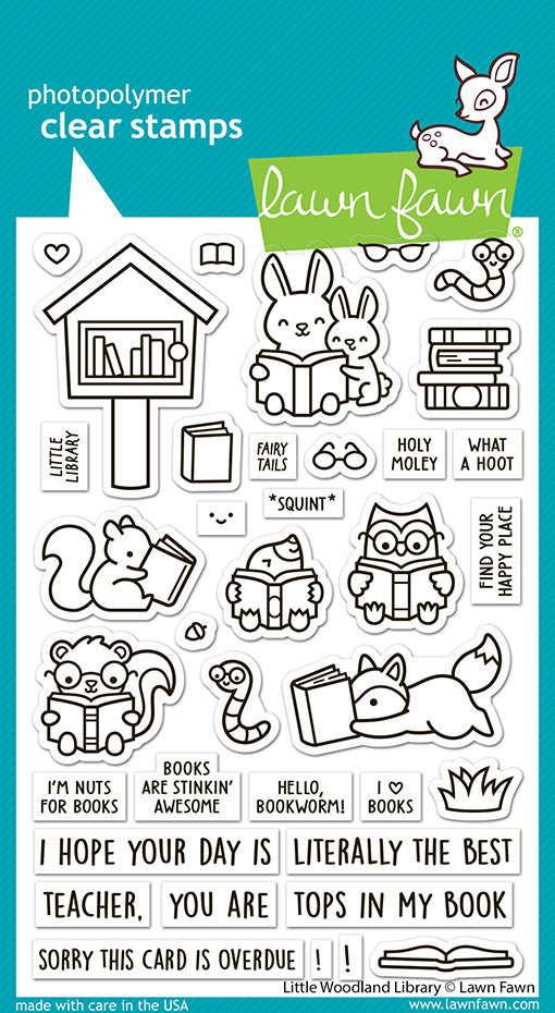 Lawn Fawn Clear Stamps Little Woodland Library