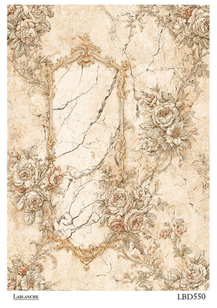 Lablanche - Neutral Vintage Floral Frame A4 Rice Paper