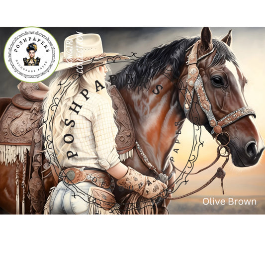 Posh Paper - Cowgirl Collection Olive Brown 73x53 cm