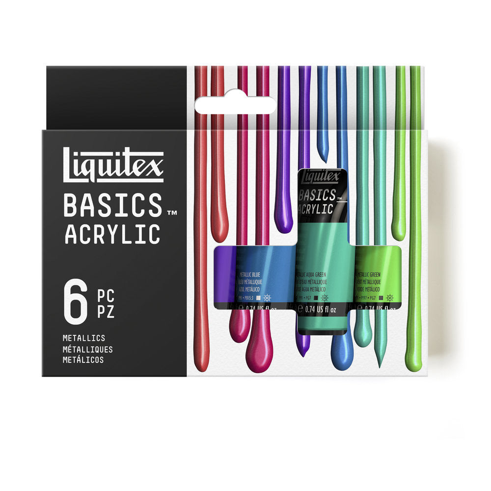 Liquitex - Basics Acrylic Set, Metallics (6 x 22ml)
