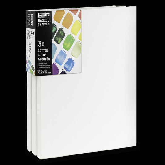 Liquitex Basics Canvas 3 Pack Cotton 12x16