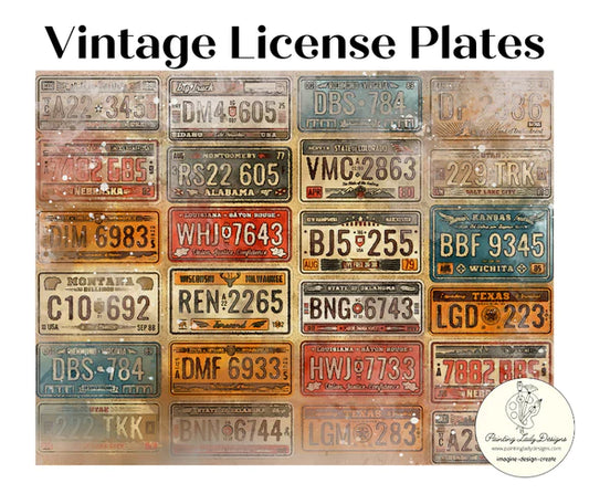 Painting Lady Designs : Vintage License Plates Decoupage 18x24"