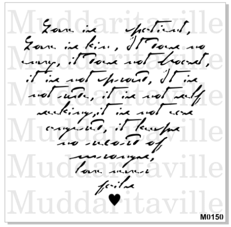 Muddaritaville Studio - Illegible Script in Heart Shape Stencil