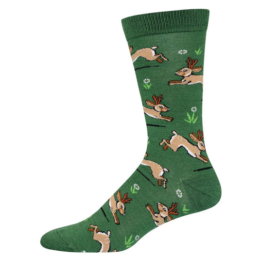 Mens Bamboo Jolly Jackalopes Green Heather Crew