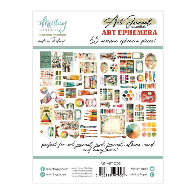 Mintay Papers Art Journal Essentials Art Ephemera 65 Pieces