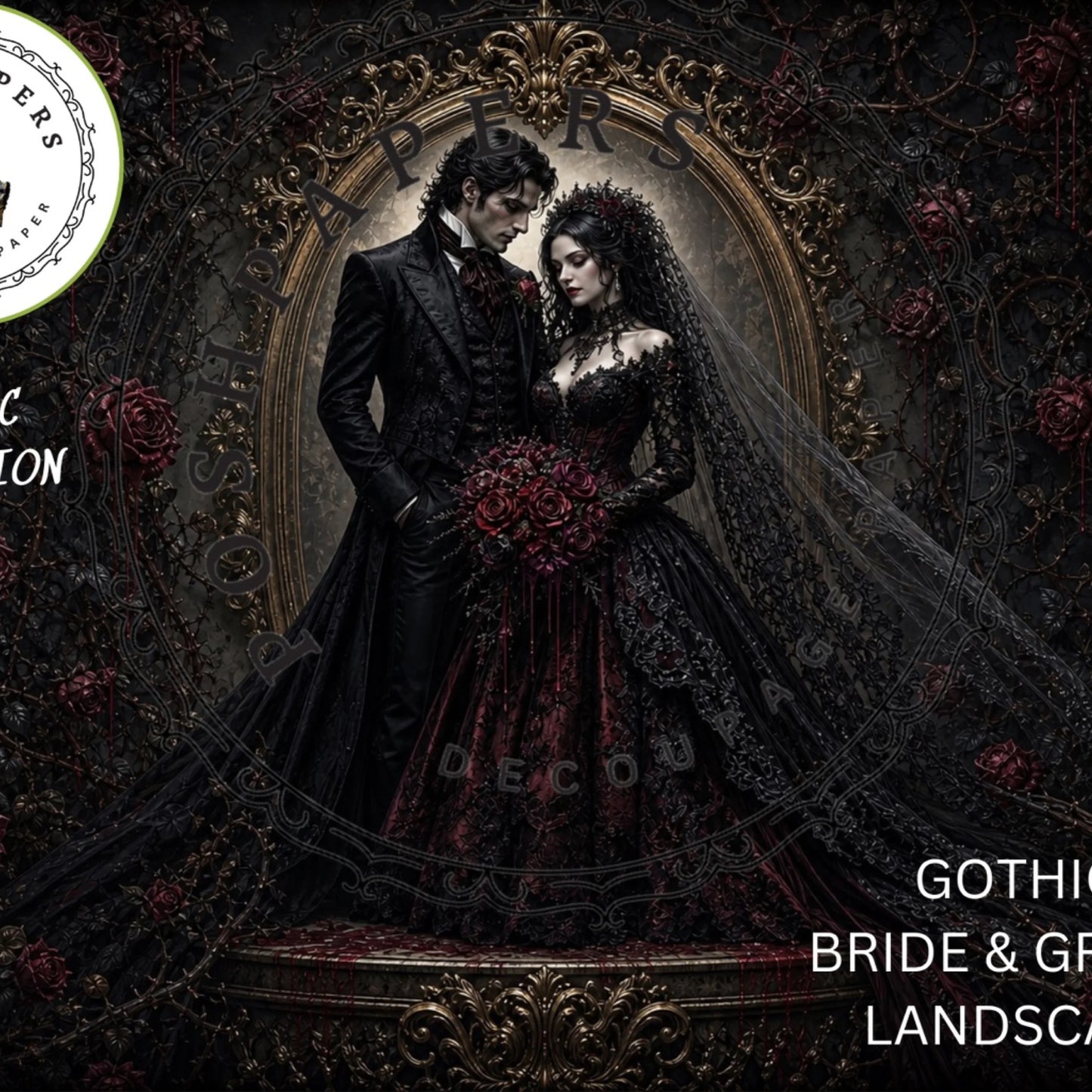 Posh Papers - Gothic Bride & Groom Landscape 73x53 cm