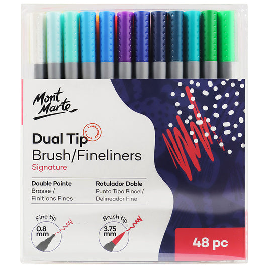 MONT MARTE Dual Tip Brush/Fineliners - 48pcs