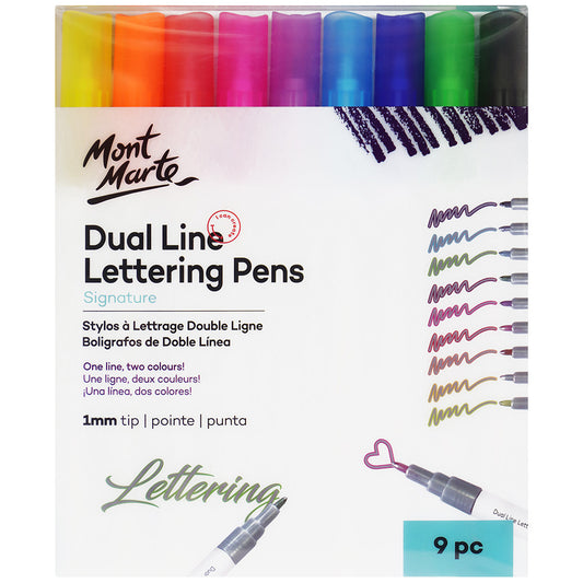 MONT MARTE Dual Line Lettering Pens - 1mm Tips 9pcs