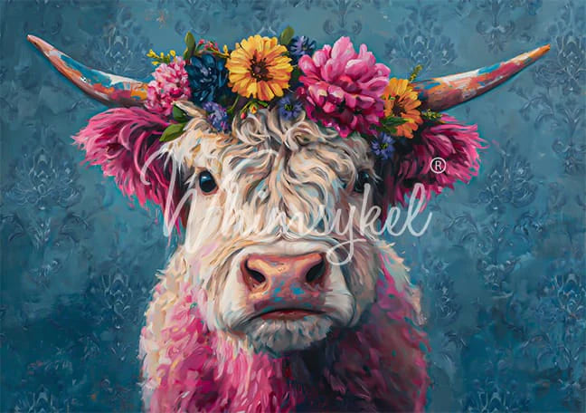 Whimsykel Designs : Decoupage Paper  Magenta Moo 29x21"
