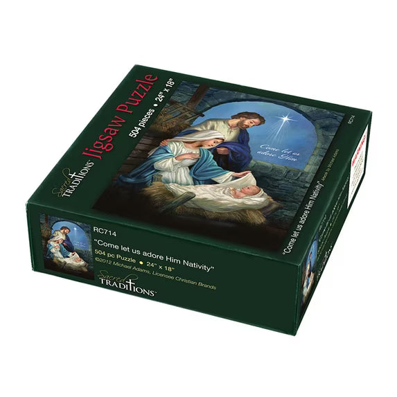 Christmas Treasures Jigsaw Puzzle - Come Let Us Adore Him Nativity
