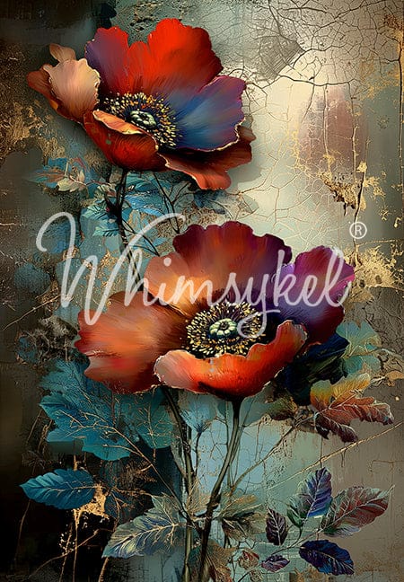 Whimsykel Designs : Decoupage Paper : Moody Petals 21x29"