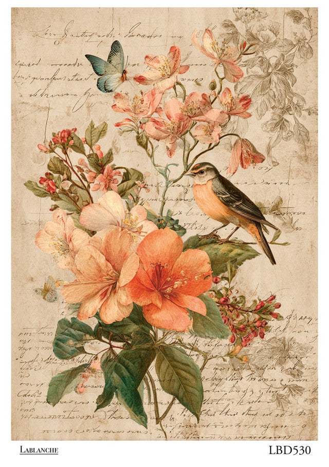 Lablanche - Spring Bird Blossom A4 Rice Paper