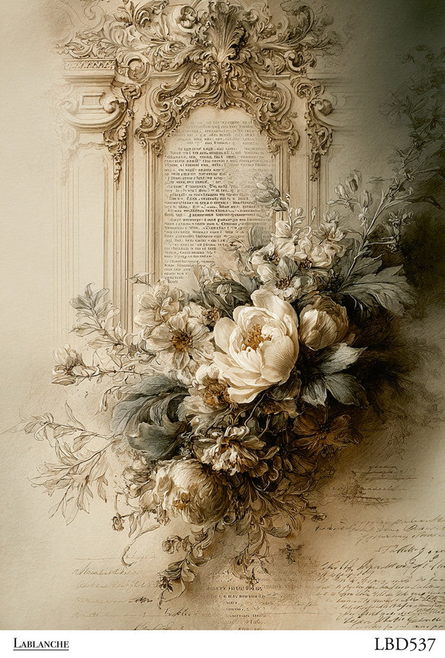 Lablanche - Baroque Floral Script A4 Rice Paper