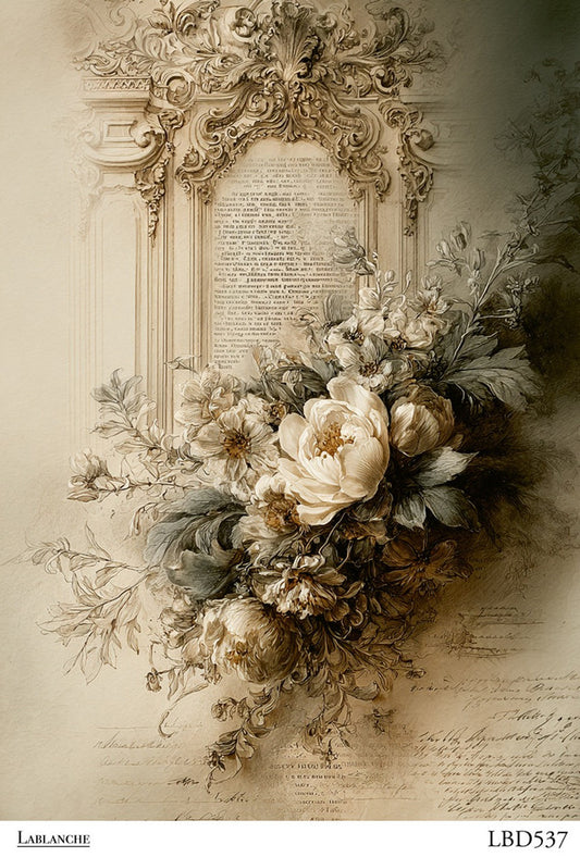 Lablanche - Baroque Floral Script A4 Rice Paper