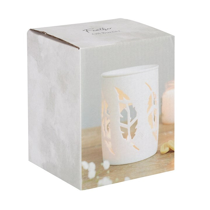 Something Different - White Feather Cut Out Oil Burner