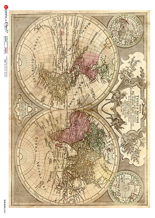 Paper Designs - Old World Map A4 Rice Paper