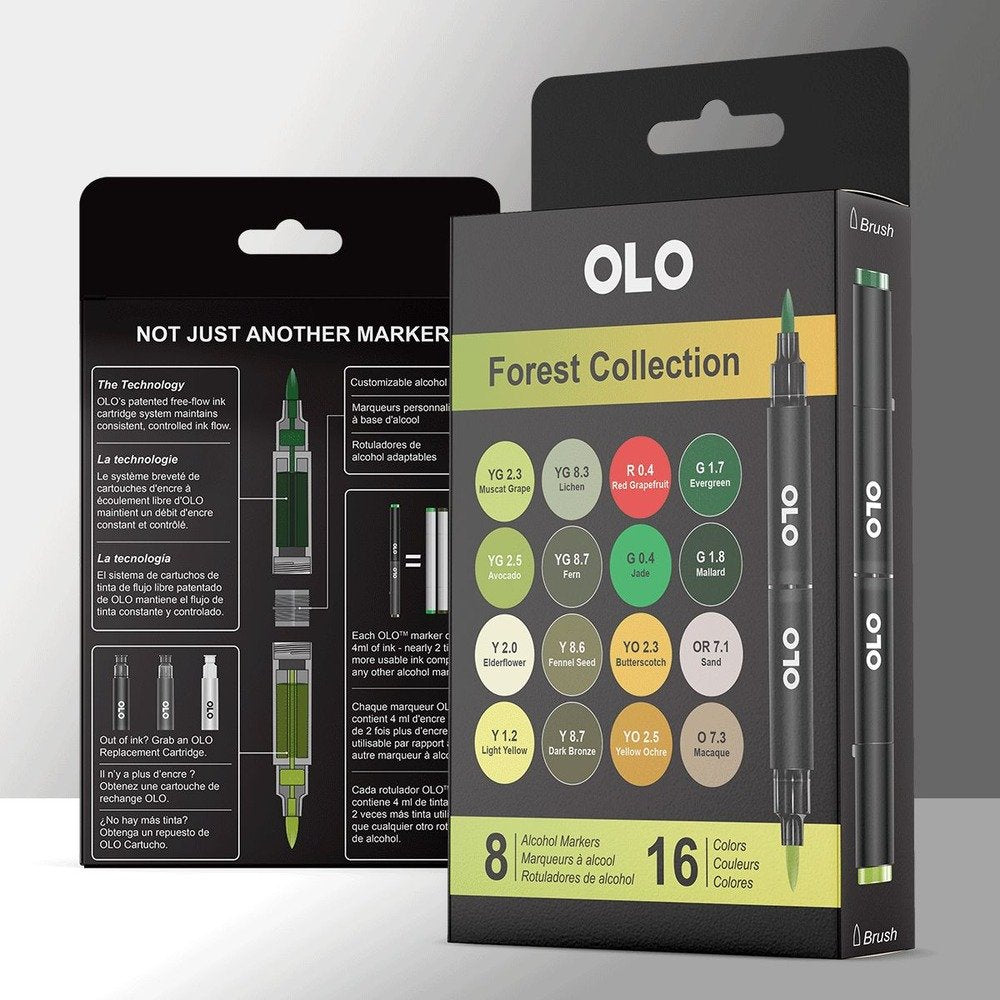 Olo Dual-Tip Markers : Forest Set 5, Set of 8