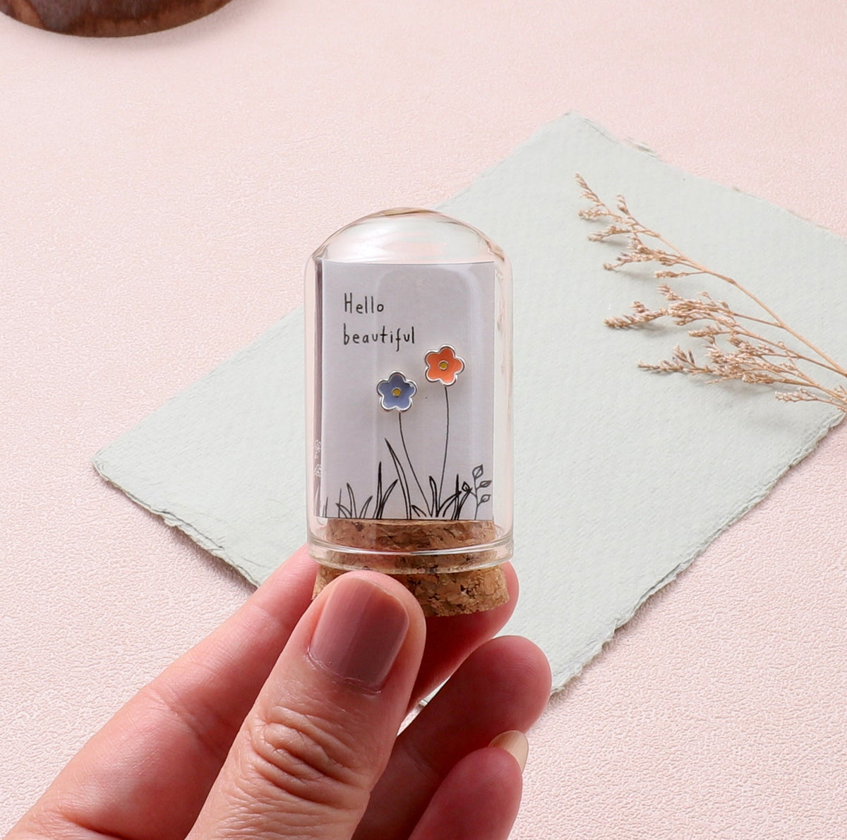 Hello Beautiful Flower Earrings Silver