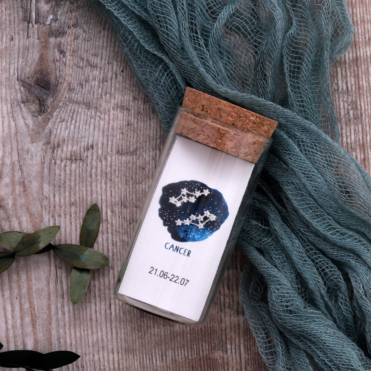 Cancer Star Sign Earring - Silver