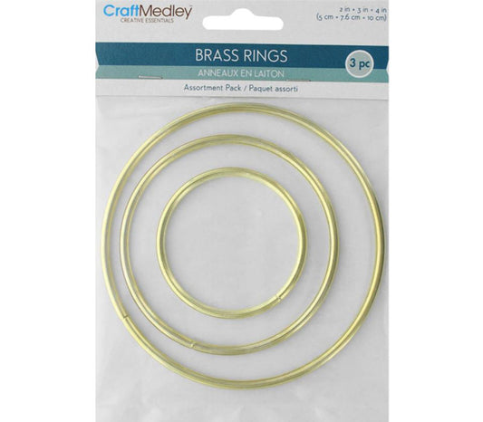 Craft Medley Brass Rings 2" and  3"