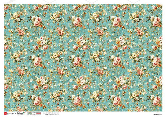 Paper Designs Turquoise and Pink Small Flowers A4