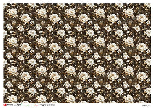 Paper Designs Brown and White small Florasi Rice Paper A4