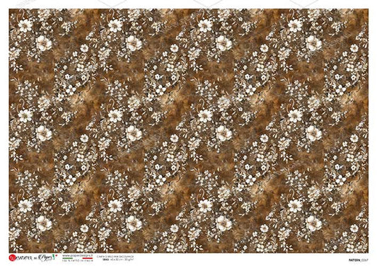 Paper Designs Brownand White Dainty Florals Rice Paper