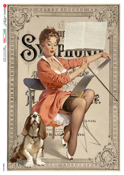 Paper Design - Lady with Hound A4 Rice Paper