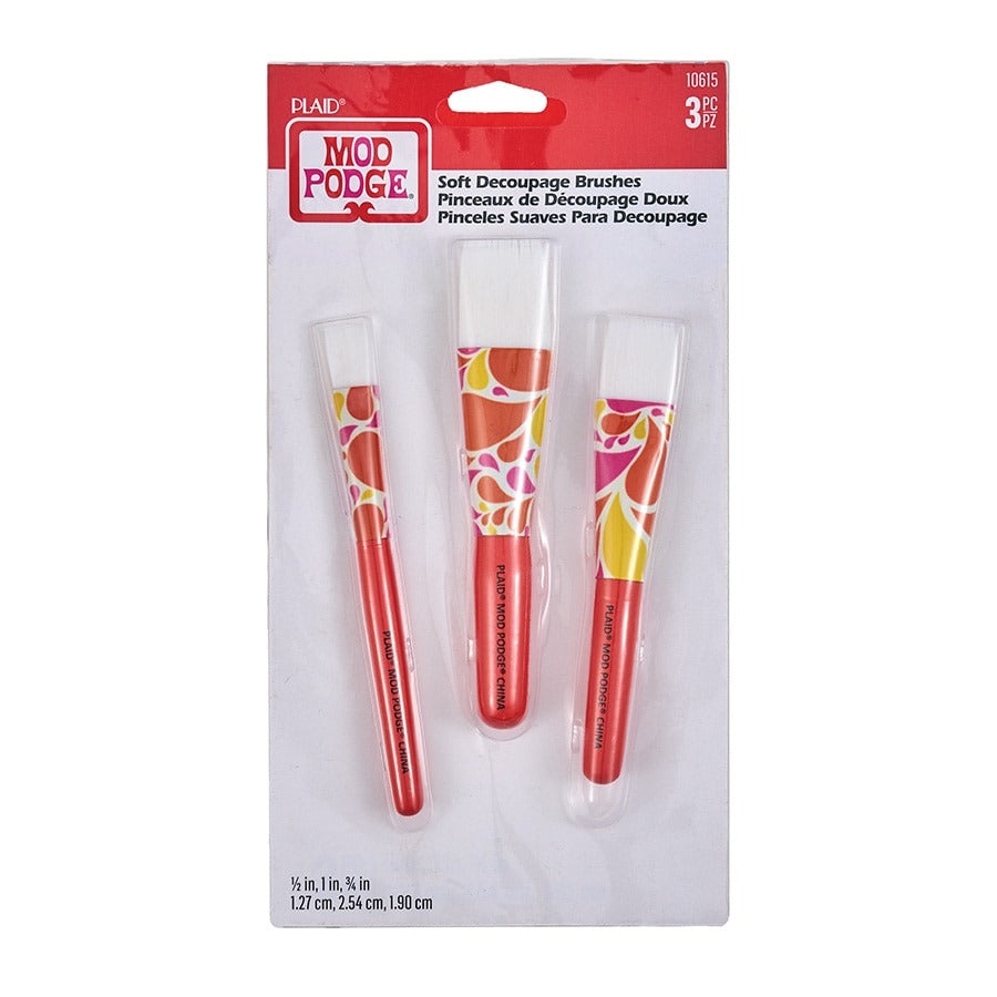 Mod Podge - Decoupage Brush Set Patterned Handles 3 pc