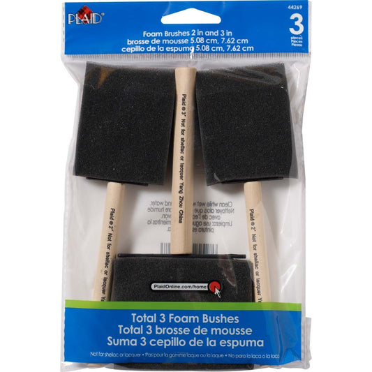 Plaid Foam Brush Set 3pcs