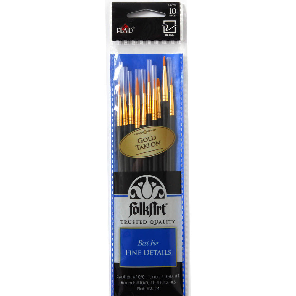 Plaid Folkart Detail Brush Set 10pcs