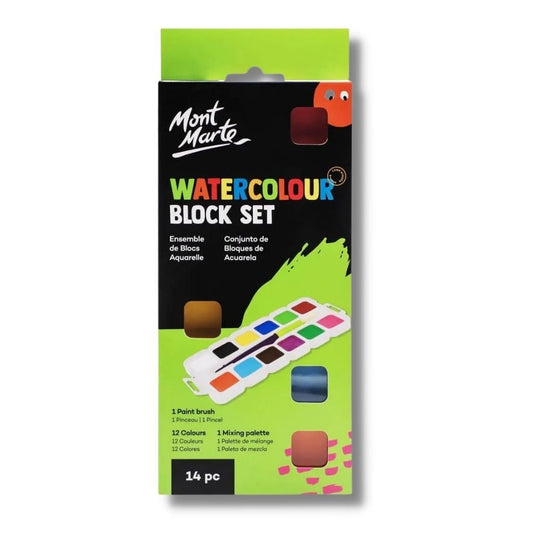 Mont Marte - Kids Watercolour 12 Colour Block Set with Palette