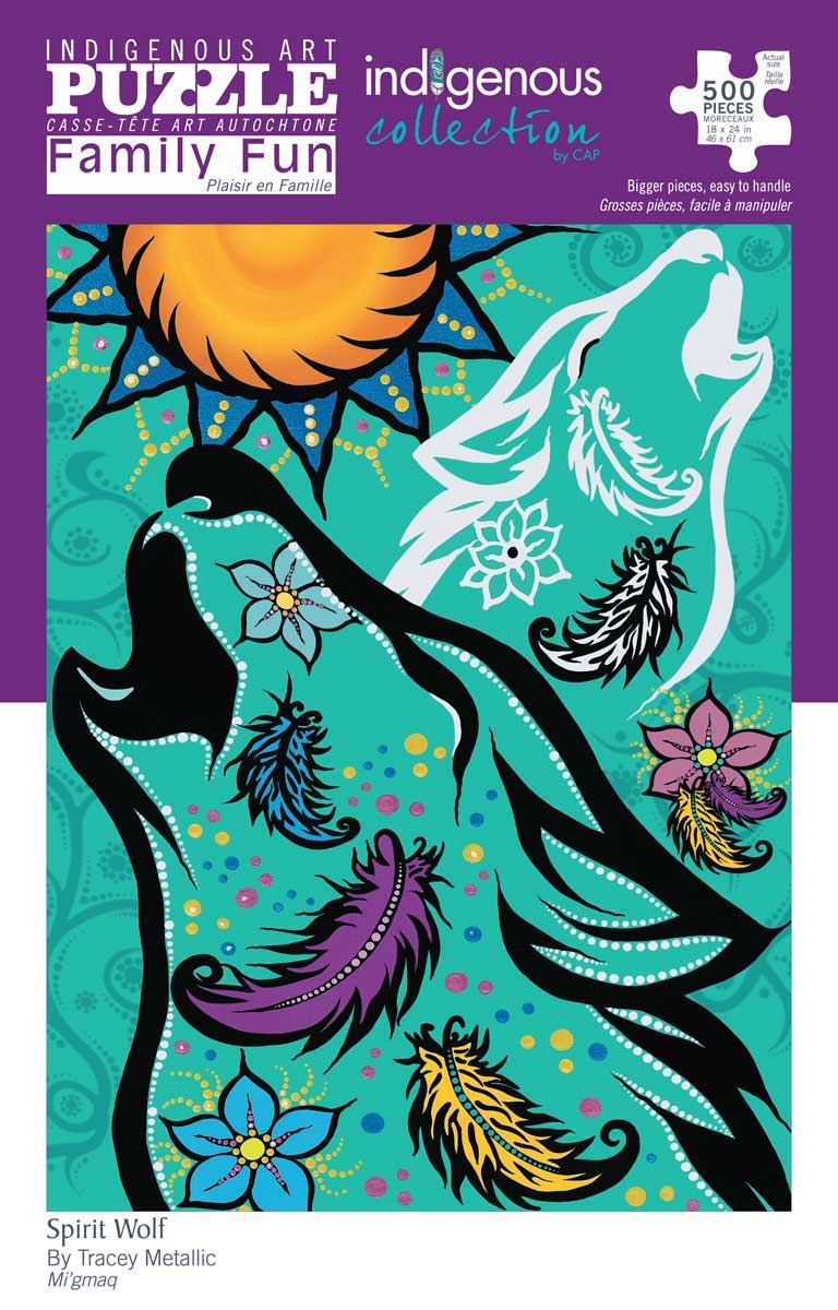 500 Piece Indigenous Art Puzzle - Spirit Wolf