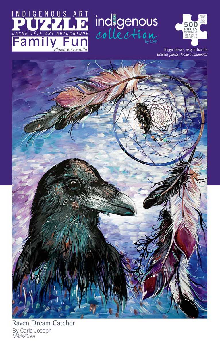 500 Piece Indigenous Art Puzzle - Raven Dream Catcher