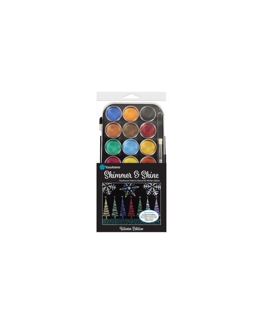 Yasutomo Shimmer & Shine Pearlescent Paint and Stencil Kit W