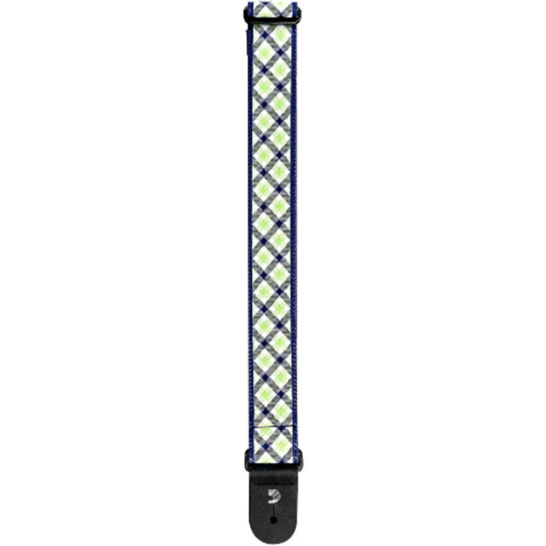 Planet Waves GCW03 Woven Gingham Navy and Teal Guitar Strap