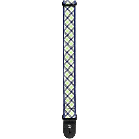 Planet Waves GCW03 Woven Gingham Navy and Teal Guitar Strap