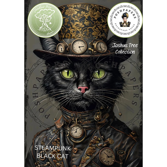 Posh Papers - Steampunk Black Cat 53x73 cm, 36x50 cm, A4