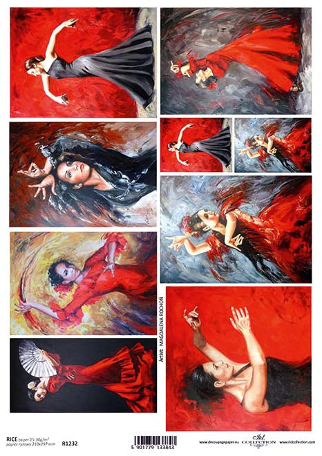 ITD Collection Lady in the Red Dress A4 Rice Paper